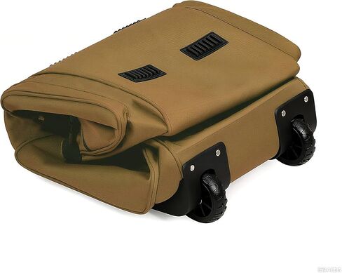 حقيبة من القماش الخشن المتدحرج سعة 110 لتر مع عجلات، واق من المطر للسفر متين وقابل للطي، و4 خيارات للحمل (كتف واحد، كتف مزدوج، حمل يدوي، شد) (بني) in Kuwait