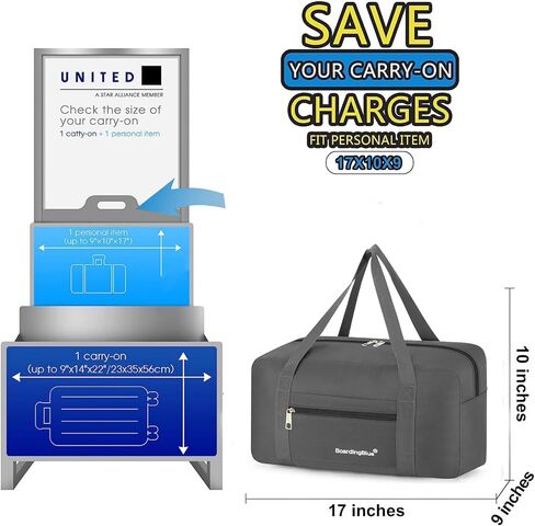 United Airline Personal Item Travel Under seat 17 x 10 x 9 Perfect Fit For Most Airlines (Black) in Kuwait