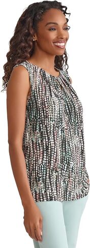 Kasper Women's Sleeveless Printed Matte Jersey Top in Saudi Arabia
