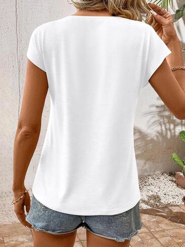 قمصان نسائية بدون أكمام بفتحة رقبة مستديرة وطيات، قمصان كاجوال لربيع وصيف عصرية بدون أكمام in Saudi Arabia
