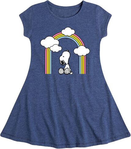 HYBRID APPAREL - Peanuts - Snoopy Looking Up Rainbow - Toddler & Youth Girls Fit & Flare Dress in Saudi Arabia