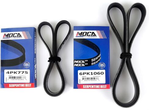 طقم حزام سير السربنتين MOCA 4PK775 6PK1060 EPDM متوافق مع 04-09 لنيسان كويست 3.5L، 04-08 لنيسان ماكسيما 3.5L، 03-07 لنيسان مورانو 3.5L 3498CC V6 غاز DOHC مستنشق بشكل طبيعي in Saudi Arabia