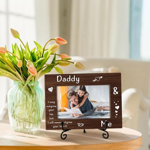 Father and Daughter Picture Frame, The love between a father and daughter lasts forever Family Picture Frame, Birthday Gifts For Father, 4x6 Frame Wooden Picture Frame Tabletop Display Home Decor -05 in Saudi Arabia