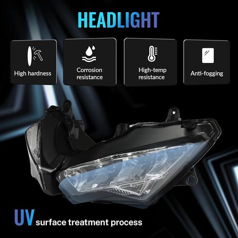 TCT-MOTORPARTS Black Front Headlight Headlamp Assembly Fit For Kawasaki Ninja 400 2018-2024 NINJA ZX-6R ZX636 2019-2023 in Saudi Arabia