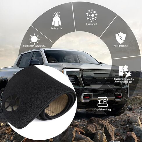 OLLEN Dash Cover Mat, Fit for Chevy Silverado 2022-2024 2025, Compatible with GMC Sierra 1500 Sierra 2500HD 3500HD 2024 2025~, Non-Slip Center Console Dashboard Cover, Black in Saudi Arabia
