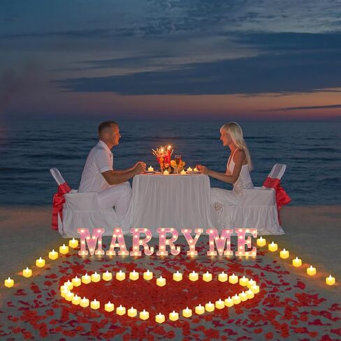 1027 Pcs I LOVE U Light Up Letters Proposal Decorations, I LOVE U Sign with 24 Pcs Heart Flameless Candles 1000 Pcs Rose Petals for Valentine's Day Wedding Proposal Romantic Night Decor in Saudi Arabia