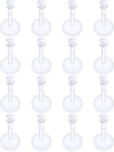 16G Clear Earrings for Sports Plastic Monroe Lip Nose Ring Studs Forward Helix Conch Tragus Cartilage Earrings Studs Medusa Labret Piercing Jewelry Retainer for Surgery Women Men in Saudi Arabia