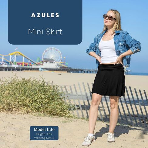Azules Women's Basic Versatile Stretchy Flared Casual Mini Skirt, Flowy Skirt for Women in Saudi Arabia