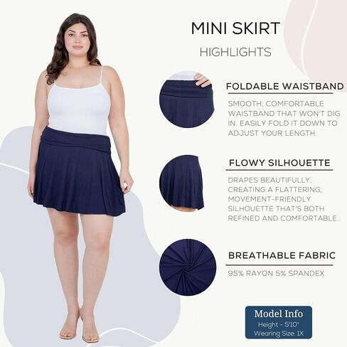 Azules Women's Basic Versatile Stretchy Flared Casual Mini Skirt, Flowy Skirt for Women in Saudi Arabia
