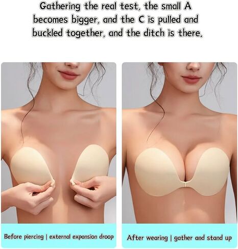 Adhesive Strapless Bra for Women Sticky Invisible Push up Silicone Bra for Backless Dress Upgraded Clasp Bras in Saudi Arabia