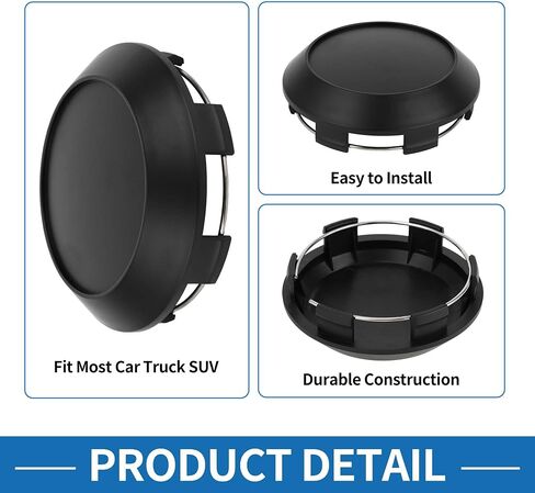 4Pcs Universal Wheel Center Hub Cap Durable 102mm 4.02" Outside Diameter Vehicle Hub Covers for SUV Truck Automotive Plastic Matte Black in Saudi Arabia