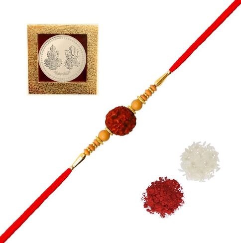 Rakhi/Rakhi for Brother/Rudraksha Rakhi/Send rakhi to USA/Rakhi for Brother with Gift Set/Rakhi Bracelet/rakhi for brother and bhabhi/Rakhi Set in Kuwait