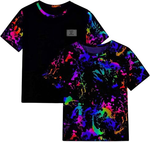 Milumia Boy's 2 Pack T Shirt Sets Ink Splatter Print Crewneck Short Sleeve Tee Tops in Saudi Arabia