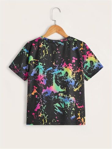 Milumia Boy's 2 Pack T Shirt Sets Ink Splatter Print Crewneck Short Sleeve Tee Tops in Saudi Arabia