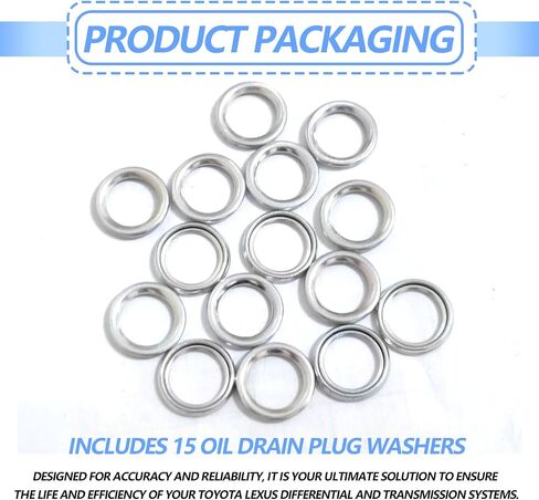 15pcs Oil Drain Plug Gasket - 11.7mm OEM Copper Oil Drain Plug Washer Gaskets - Replacement for T0yota 4Runner Corolla, Land Cruiser, RAV4, Sequoia,Tacoma, Tundra, OEM PN Part#: 35178-30010 in Saudi Arabia
