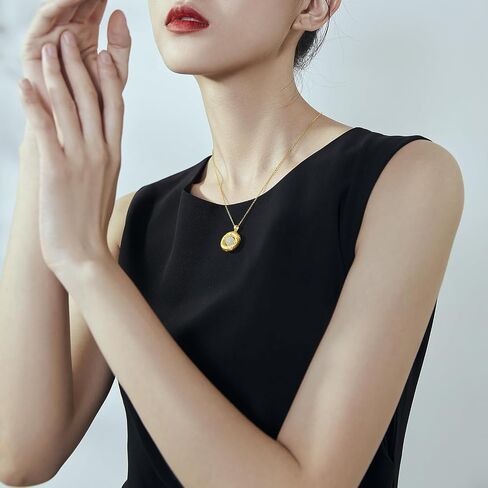 24K Solid Gold Pendant for Women, Real Pure Gold Phoenix Round Green White Nephrite Jade Bead Jewelry Dainty Pendant for Men Girlfriend (Not Include Necklace) in Saudi Arabia