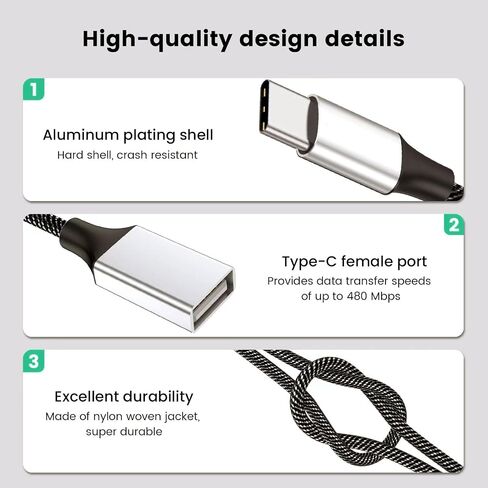 كابل USB-C OTG Splitter Y (طول 10 بوصات)، محول كابل USB C ذكر إلى أربعة USB A أنثى، محور توسيع منافذ USB 2.0 متعدد، محول سبليت متعدد المنافذ لأجهزة iMac/iPhone 15/iPad Pro Air 4 5/PC (رمادي) in Saudi Arabia