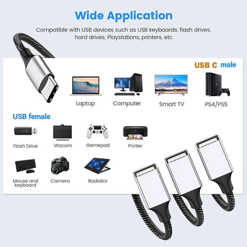 USB-C OTG Splitter Y Cable(10 inch long),USB C Male to Four USB A Female Cable Adapter,Multi USB 2.0 Port Expander Hub,Multiport Split Adapter for iMac/iPhone 15/iPad Pro Air 4 5/PC(Grey) in Saudi Arabia