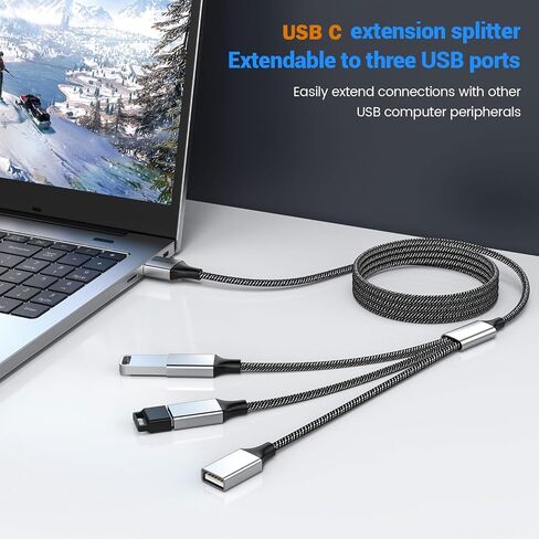 USB-C OTG Splitter Y Cable(10 inch long),USB C Male to Four USB A Female Cable Adapter,Multi USB 2.0 Port Expander Hub,Multiport Split Adapter for iMac/iPhone 15/iPad Pro Air 4 5/PC(Grey) in Saudi Arabia