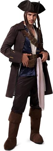 Spooktacular Creations Halloween Pirate Costume Men, Captain Smuggler Deluxe Outfit for Cosplay Themed Parties in Saudi Arabia