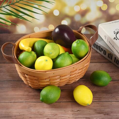 Fake Lemons, 20 Pcs Green and Yellow Simulation Lemons Mixed Set Lifelike Fake Fruits for Home Kitchen Fruit Model Cabinet Decor Photography Props in Saudi Arabia