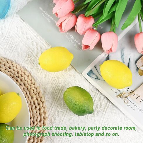 Fake Lemons, 20 Pcs Green and Yellow Simulation Lemons Mixed Set Lifelike Fake Fruits for Home Kitchen Fruit Model Cabinet Decor Photography Props in Saudi Arabia