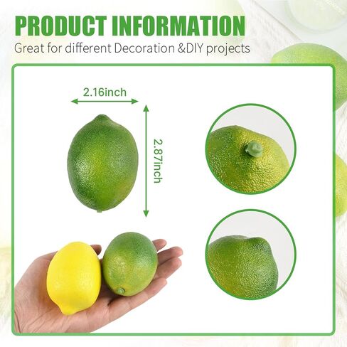 Fake Lemons, 20 Pcs Green and Yellow Simulation Lemons Mixed Set Lifelike Fake Fruits for Home Kitchen Fruit Model Cabinet Decor Photography Props in Saudi Arabia