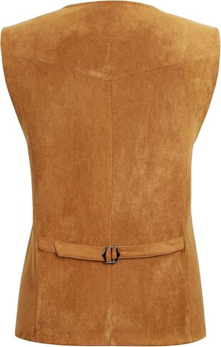 Men's Suede Leather Suit Vest V Neck Artificial Retro 5 Button Regular Vest Cowboy Style Sleeveless Jacket in Kuwait