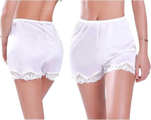 Women Lace Edge Pyjama Bottoms Solid Color Loose Soft Satin Silk Pettipants Summer Casual Half Slip Shorts in Kuwait