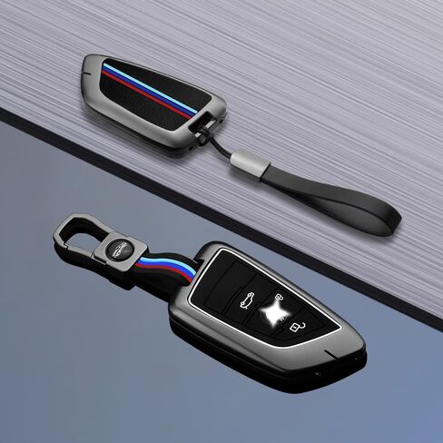 لغطاء مفتاح BMW Key Fob، سلسلة مفاتيح معدنية، حبل مفاتيح، غطاء مفتاح معدني مناسب لـ BMW 5 6 7 Series X1 X2 X3 X5 X6 X7 حافظة حماية المفاتيح in Kuwait