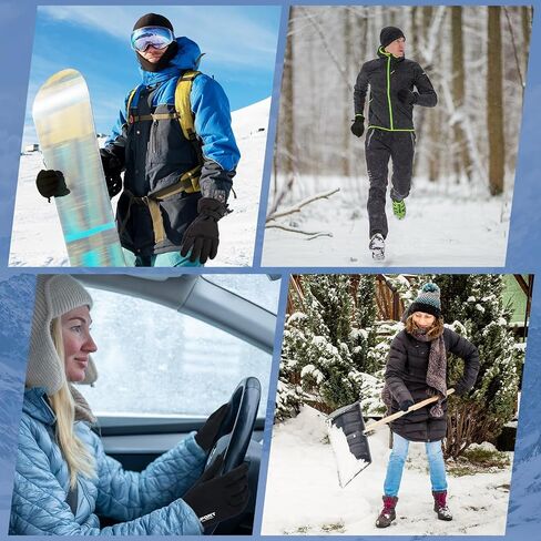 2 Set Ski Gloves with Ski Touchscreen Liners Waterproof with Wrist Leashes Snowboarding Winter Gloves for Women Men Suit for Outdoor Skiing Running Cycling Hiking Biking in Kuwait