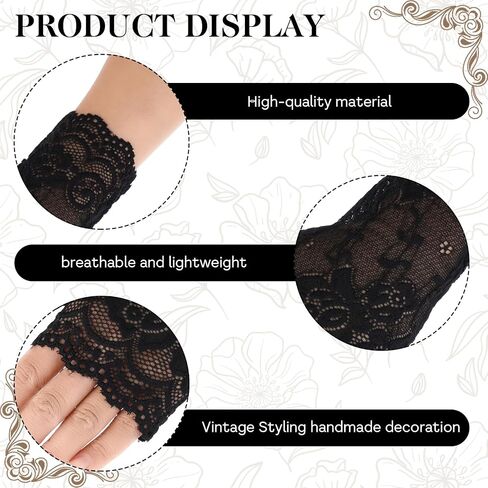 2Pairs Women Short Lace Gloves Halloween Tea Party 1920s Short Gloves Fingerless Floral Gloves Bridal Prom Gloves for Wedding Party Costume in Saudi Arabia