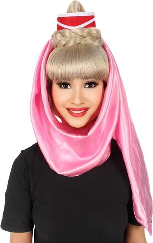 60s American Sitcom Genie Wig for Women - Synthetic Soft Fiber Hair, Ideal for Halloween & Christmas Parties Flame-Retardant Synthetic Fiber, Blonde in Saudi Arabia