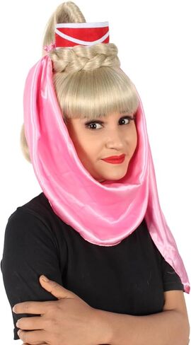 60s American Sitcom Genie Wig for Women - Synthetic Soft Fiber Hair, Ideal for Halloween & Christmas Parties Flame-Retardant Synthetic Fiber, Blonde in Saudi Arabia