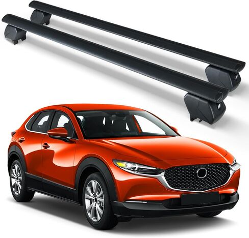 قضبان متقاطعة لسقف السقف 300 رطل شديدة التحمل متوافقة مع 2020 2021 2022 2023 2024 2025 Mazda CX30 CX-30 مع قضبان جانبية، قضبان متقاطعة قابلة للتعديل وقابلة للقفل وحاملة البضائع على السطح العلوي للأمتعة SUV in Saudi Arabia