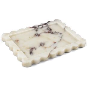 صينية رخامية طبيعية حقيقية، صينية تزيين فاخرة على شكل صدفي، صينية حجر كالاكاتا فيولا الأصلية لخزانة الحمام، ديكور المنزل، تخزين المطبخ، غير الراتنج/السيراميك، 10.6 بوصة × 8 بوصة in Kuwait