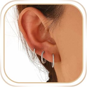 3 Pairs 925 Sterling Silver Big Hoop Earrings Set for Women Hypoallergenic Large Hoops Silver Cubic Zirconia Earrings Set for Women 20mm 30mm 40mm 50mm in Saudi Arabia