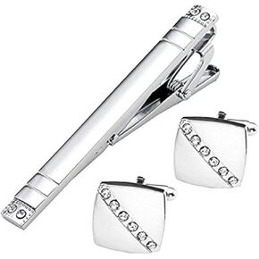 3PCS Cufflinks Tie Bar Wedding Clip Button Shirt Modern Classic Design Business Gift Set in Kuwait