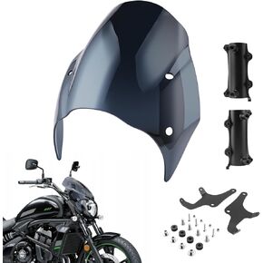 Motorcycle Windshield for Kawasaki, Wind Spliter, Round Windshield Windscreen Compatible with Kawasaki Vulcan S 650 VN650 Cafe SE 650 2015-2024 (Black) in Kuwait