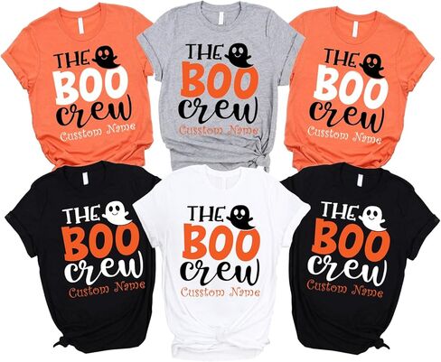 تي شيرت Boo Crew مخصص، قميص فرقة الهالوين، تي شيرت Boo Crew، قميص مضحك لعيد الهالوين، شبح، اسم مخصص للأصدقاء، والأصدقاء، وابن العم، والأسرة والمجموعة in Saudi Arabia