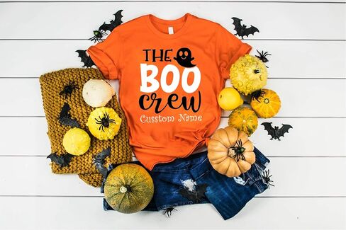 تي شيرت Boo Crew مخصص، قميص فرقة الهالوين، تي شيرت Boo Crew، قميص مضحك لعيد الهالوين، شبح، اسم مخصص للأصدقاء، والأصدقاء، وابن العم، والأسرة والمجموعة in Saudi Arabia