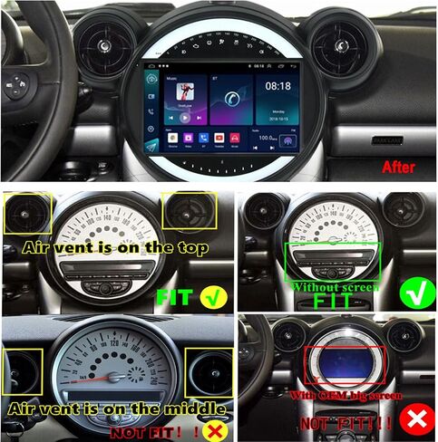 PHEZEN Automotive GPS Navigation Multimedia Player Audio Receivers for 2007-2014 M*ini Coo*per R56, 7inch Touchscreen Wireless A*pple Carplay & Android Auto, Car Stereo with Mirror Link/Bluetooth in Kuwait