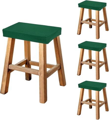 uxcell Bar Stool Cover Rectangle, Stretch Washable Saddle Counter Vanity Barstool Slipcover Seat Cushion Protector with Elastic Band for Wooden Metal Bench Chair(Green, 4Pcs) in Saudi Arabia