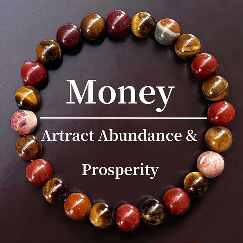 Money Attraction Bracelets for Women Men Attracts Money Wealth Tiger's Eye Stone Red Jade Natural Stone Handmade Stretch Healing Yoga Beaded Bracelet Jewelry Bring Luck Prosperit Spiritual Gifts in Saudi Arabia