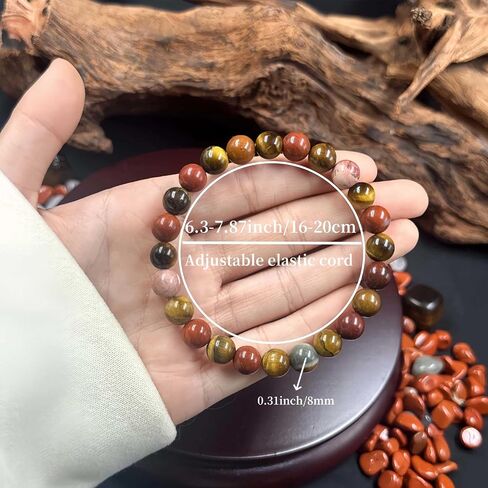 Money Attraction Bracelets for Women Men Attracts Money Wealth Tiger's Eye Stone Red Jade Natural Stone Handmade Stretch Healing Yoga Beaded Bracelet Jewelry Bring Luck Prosperit Spiritual Gifts in Saudi Arabia