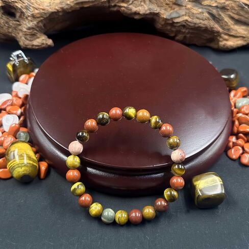 Money Attraction Bracelets for Women Men Attracts Money Wealth Tiger's Eye Stone Red Jade Natural Stone Handmade Stretch Healing Yoga Beaded Bracelet Jewelry Bring Luck Prosperit Spiritual Gifts in Saudi Arabia