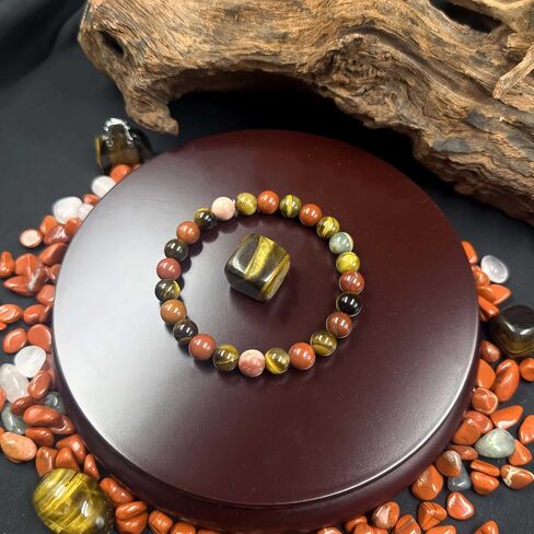 Money Attraction Bracelets for Women Men Attracts Money Wealth Tiger's Eye Stone Red Jade Natural Stone Handmade Stretch Healing Yoga Beaded Bracelet Jewelry Bring Luck Prosperit Spiritual Gifts in Saudi Arabia