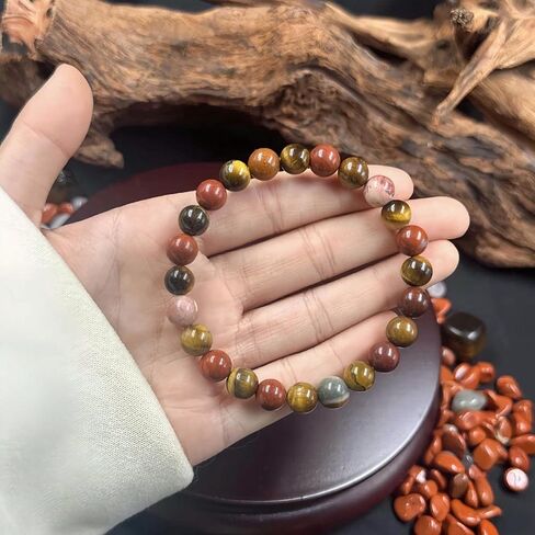 Money Attraction Bracelets for Women Men Attracts Money Wealth Tiger's Eye Stone Red Jade Natural Stone Handmade Stretch Healing Yoga Beaded Bracelet Jewelry Bring Luck Prosperit Spiritual Gifts in Saudi Arabia