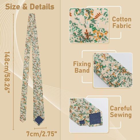 Floral Cotton Ties for Men, 2.56" Skinny Mens Tie Flower Men's Neckties for Wedding Party Celebration Date in Saudi Arabia