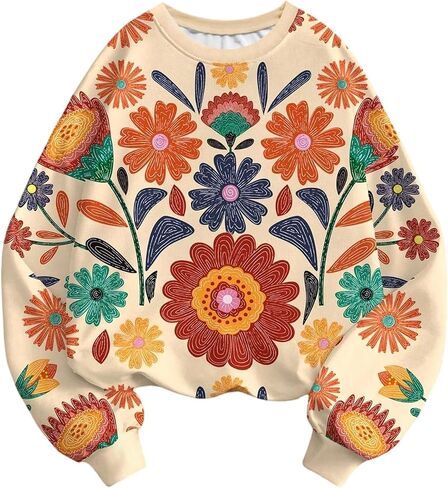 SOLY HUX Women's Floral Graphic Sweatshirt Long Sleeve Crewneck Casual Fall Pullover Tops in Saudi Arabia